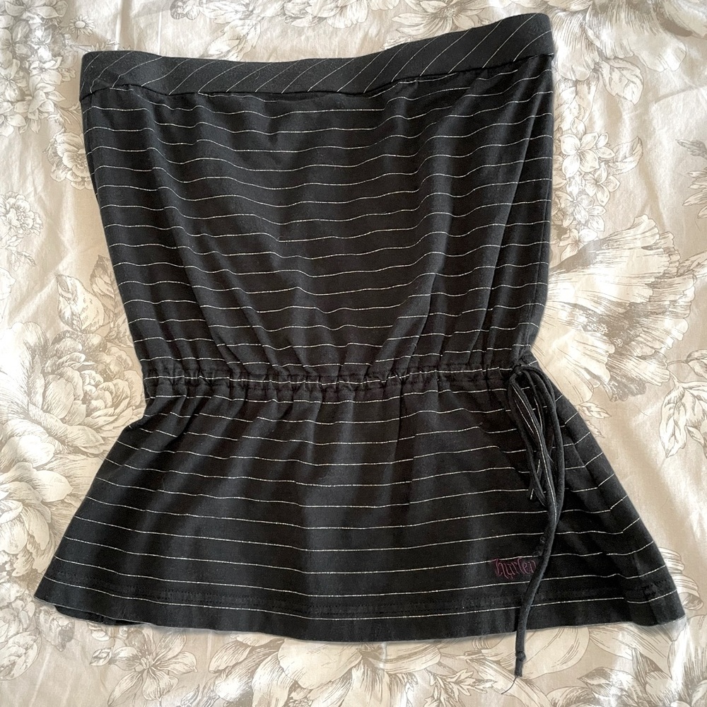 Hurley tube top strapless size M black with silver stripes